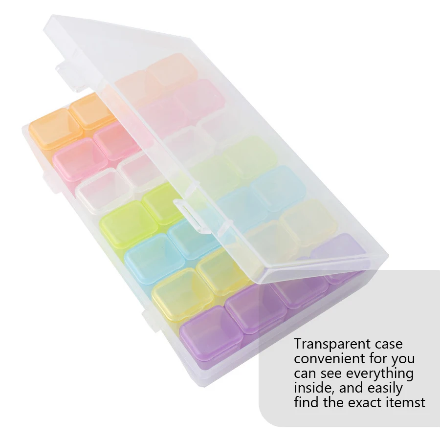 Tech Accessories Box - 28-Fächer Nagelkunst-Organizer-Box Schmuckaufbewahrung für Nagelrhinestones Zubehör