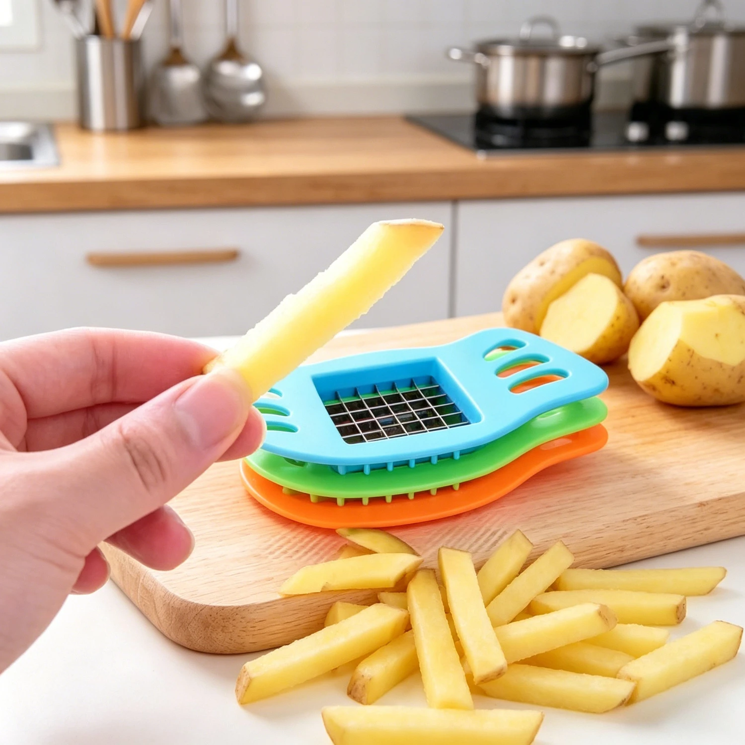 Tech Accessories And Gadgets - Multifunktionaler Kartoffelschneider, Pommes-Frites-Zubereiter, Gemüse- und Obstschneidewerkzeug,