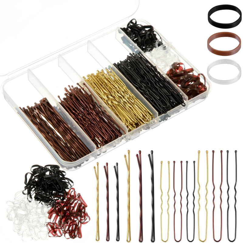 Tech Accessories Box - 480-teiliges Haarstyling-Zubehör-Set U-förmige Haargabeln Haarnadeln Elastische