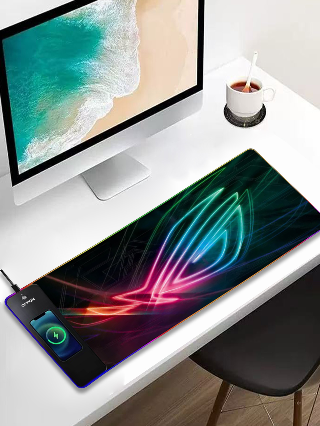 Mouse Charging Pad - RGB-beleuchtetes multifunktionales 15W kabelloses Lade-Mauspad, Größe
